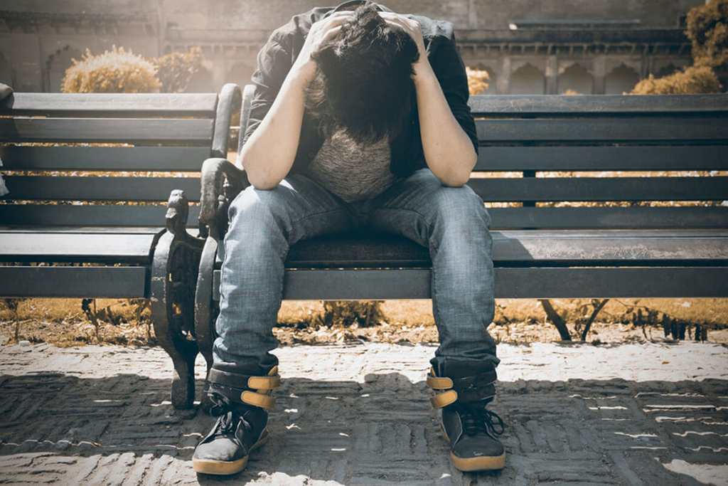 Upset man in black shirt