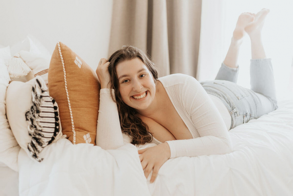 Plus Size Woman Lying on Bed